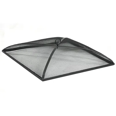 SUNNYDAZE OUTDOOR HEAVY-DUTY STEEL MESH SQUARE CAMP FIRE PIT SPARK SCREEN LID WITH GRABBER RING TOP - 30" - BL