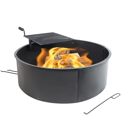 Sunnydaze Outdoor Heavy-duty Steel Portable Campfire Ring With Cooking Grate And Fire Poker - 36" - Black