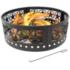 Sunnydaze Outdoor Heavy-duty Steel Portable Large Round Four Star Cut Out Fire Pit Ring - 36" - Black