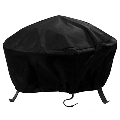 Sunnydaze Outdoor Heavy-duty Weather-resistant Pvc And 300d Polyester Round Fire Pit Cover With Drawstring And In Black