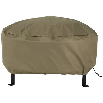 SUNNYDAZE OUTDOOR HEAVY-DUTY WEATHER-RESISTANT PVC AND 300D POLYESTER ROUND FIRE PIT COVER WITH DRAWSTRING CLO