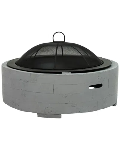 Sunnydaze Outdoor Large Round Faux Stone Fire Pit With Handles In Multi