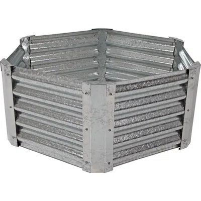 Sunnydaze Outdoor Lawn And Garden Galvanized Steel Hexagon Raised Vegetable Garden Or Flower Bed Planter Kit -