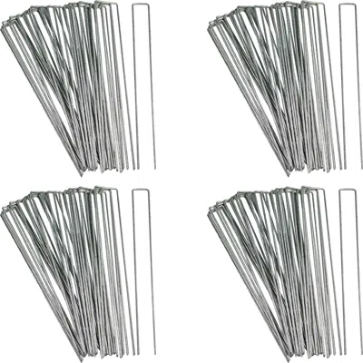 Sunnydaze Outdoor Lawn And Garden Galvanized Steel Staple Stakes For Landscape Fabric, Fences, And Sod - 12" -