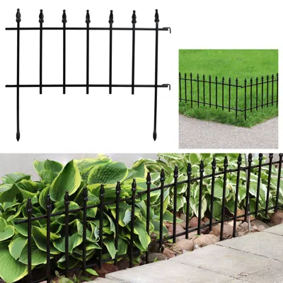 Sunnydaze Outdoor Lawn And Garden Metal Roman Style Decorative Border Fence Panel Set - 36' - Black - 20pk