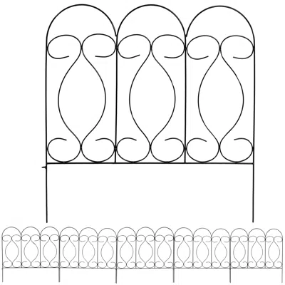 Sunnydaze Outdoor Lawn And Garden Metal Traditional Style Decorative Border Fence Panel Set - 10' - 5pk