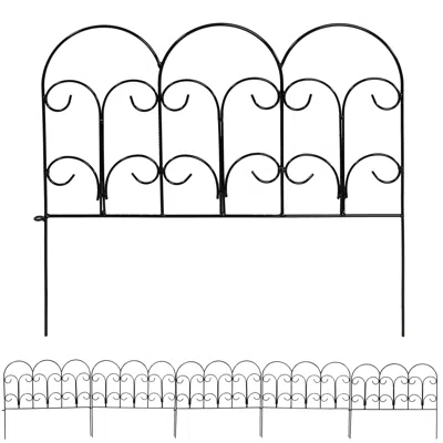 Sunnydaze Outdoor Lawn And Garden Metal Victorian Style Decorative Border Fence Panel Set - 7' - Black - 5pk