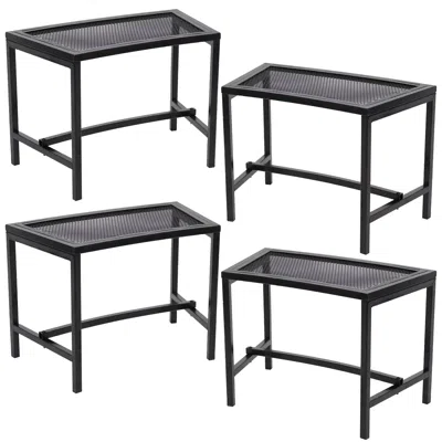 Sunnydaze Outdoor Lightweight And Portable Metal Patio Side End Table Or Backless Bench Seat With Mesh Top - 2