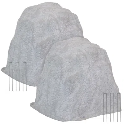Sunnydaze Outdoor Lightweight Polyresin Landscape Rock Septic Cover With Stakes - 21.5" - 2pk In Gray