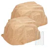 Sunnydaze Outdoor Low-profile Polyresin Landscape Rock Septic Cover With Stakes - 14" - 2pk