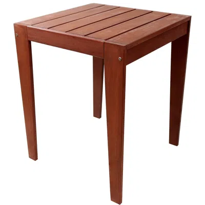 Sunnydaze Outdoor Meranti Wood With Mahogany Teak Oil Finish Square Wooden Patio Table - 23.75" - Brown