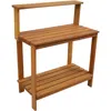 Sunnydaze Outdoor Meranti Wood With Teak Oil Finish Gardening Potting Bench With Storage Shelf - Brown