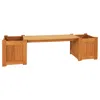 Sunnydaze Outdoor Meranti Wood With Teak Oil Finish Wooden Garden Planter Box Bench Seat - 68" - Brown