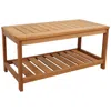 Sunnydaze Outdoor Meranti Wood With Teak Oil Finish Wooden Rectangular Accent Coffee Table - 35" - Brown