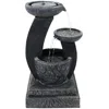 Sunnydaze Outdoor Modern Cascading Bowls Solar Powered Water Fountain With Battery Backup, Led Lights, And Sub