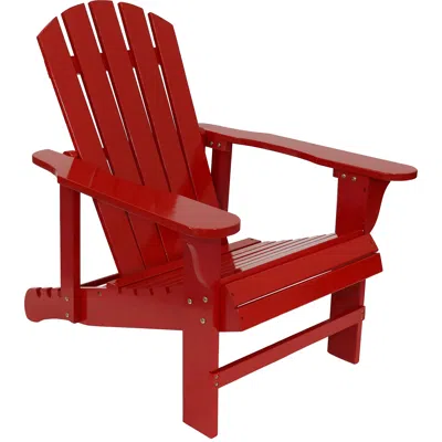 Sunnydaze Outdoor Painted Fir Wood Lounge Backyard Patio Adirondack Chair With Adjustable Backrest In Red