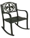 Sunnydaze Traditional Fleur-de-lis Design Cast Iron And Steel Outdoor Rocking Chair In Black
