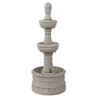 Sunnydaze Outdoor Polyresin 3-tier Electric Cyprus Water Fountain For The Patio, Garden, Or Yard - 32"