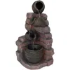 Sunnydaze Outdoor Polyresin Crumbling Bricks And Pots Solar Cascading Water Fountain With Led Lights And Batte