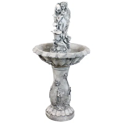 SUNNYDAZE OUTDOOR POLYRESIN FAIRY FLOWER SOLAR POWERED WATER FOUNTAIN FEATURE WITH BATTERY BACKUP - 42"