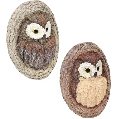 Sunnydaze Outdoor Polyresin Winifred And Wesley The Wise Old Owls Tree Hugger Tree Trunk Garden Sculpture Deco