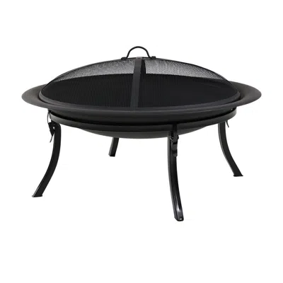 Sunnydaze 29in Fire Pit Steel Folding Fire Bowl In Black