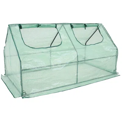 Sunnydaze Outdoor Portable Plant Shelter Mini Greenhouse With Double Zipper Doors And Cover - Green