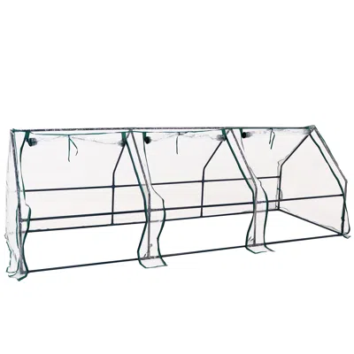 Sunnydaze Outdoor Portable Slanted Top Plant Shelter Mini Cloche Greenhouse With Zipper Doors - 36" - Clear
