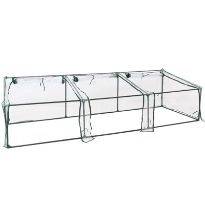 Sunnydaze Outdoor Portable Slanted Top Plant Shelter Mini Cloche Greenhouse With Zipper Doors - Clear