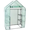 Sunnydaze Outdoor Portable Tiered Growing Rack Deluxe Walk-in Greenhouse With Roll-up Door - 4 Shelves - Green