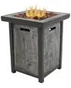 Sunnydaze Outdoor Propane Gas Fire Pit Table With Weathered Wood Look In Grey