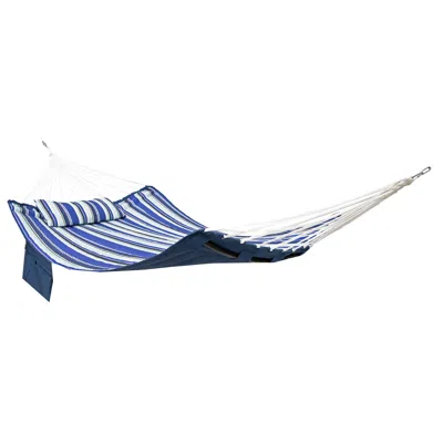 Sunnydaze Outdoor Quilted Double Hammock With Pillow And Curved Metal Spreader Bars