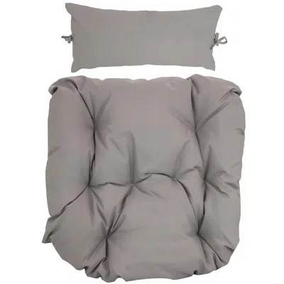 Sunnydaze Replacement Seat And Headrest Cushion For Danielle Egg Chair In Grey