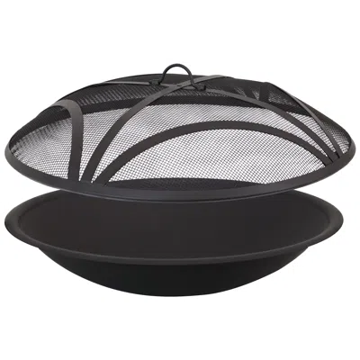Sunnydaze Outdoor Replacement Steel Fire Pit Bowl With Spark Screen - Black - 23"