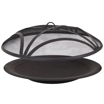 Sunnydaze Outdoor Replacement Steel Fire Pit Bowl With Spark Screen - Black - 39"