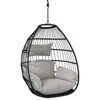 Sunnydaze Outdoor Resin Wicker Delaney Hanging Basket Egg Chair Swing With Cushions And Headrest - Gray - 2pc