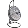 Sunnydaze Outdoor Resin Wicker Jackson Hanging Basket Egg Chair Swing With Cushions, Headrest, And Steel Stand