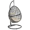 Sunnydaze Outdoor Resin Wicker Patio Caroline Lounge Hanging Basket Egg Chair Swing With Cushions And Steel St