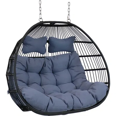 Sunnydaze Liza Loveseat Egg Chair With Cushions In Grey