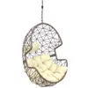 SUNNYDAZE OUTDOOR RESIN WICKER PATIO LORELEI HANGING BASKET EGG CHAIR SWING WITH CUSHIONS AND HEADREST - BEIGE