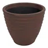 Sunnydaze Outdoor Ribbed Polyresin Planter Pot With Double Wall Design - Rust - 16"