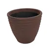 Sunnydaze Outdoor Ribbed Polyresin Planter Pot With Double Wall Design - Rust - 16"