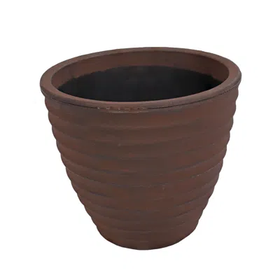 Sunnydaze Outdoor Ribbed Polyresin Planter Pot With Double Wall Design - Rust - 16"