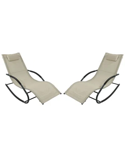 SUNNYDAZE SUNNYDAZE OUTDOOR ROC WAVE LOUNGER WITH PILLOW LAWN & PATIO BEIGE
