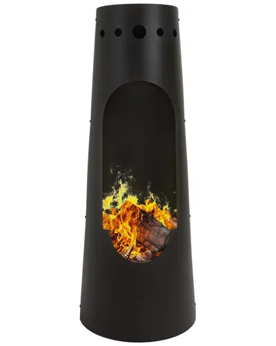 Sunnydaze Outdoor Santa Fe Wood-burning Fire Pit Chimney With Wood Grate In Black