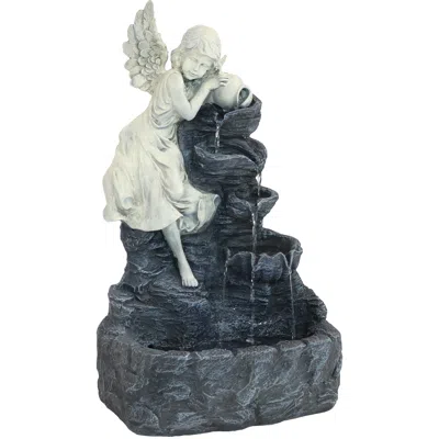 SUNNYDAZE OUTDOOR SOLAR POWERED ANGEL FALLS WATER FOUNTAIN WITH BATTERY BACKUP AND SUBMERSIBLE PUMP - 27"
