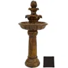 Sunnydaze Outdoor Solar Powered Ornate Elegance Tiered Water Fountain With Battery Backup And Led Light - 41"