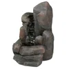Sunnydaze Outdoor Solar Powered Rock Falls Water Fountain With Battery Backup, Submersible Pump, And Led Light