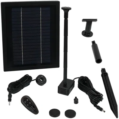 Sunnydaze Outdoor Solar Powered Water Pump And Panel Bird Bath Fountain Kit With Battery Pack And Remote Contr In Black