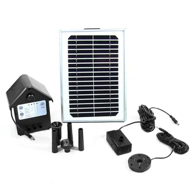 Sunnydaze Outdoor Solar Powered Water Pump And Panel Kit With Battery Pack And Led Light - 65 Gph - 78"